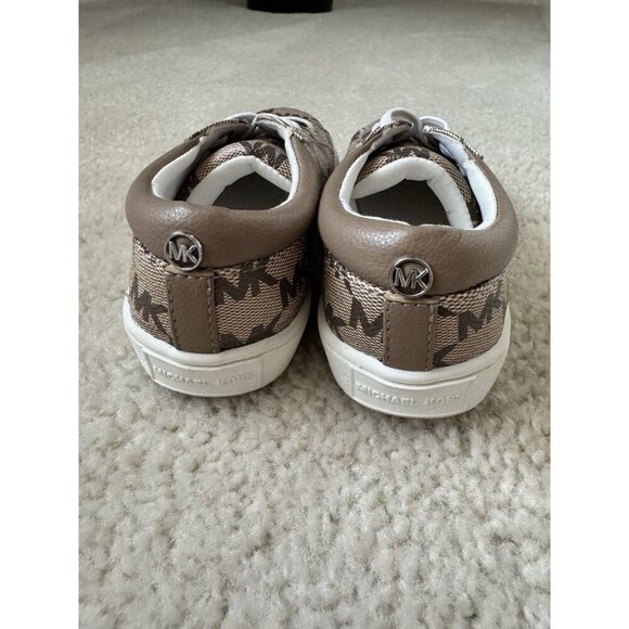 Michael Kors Girls 10c Brown Finola Sneakers Monogrammed Designer Slip on - Picture 6 of 8